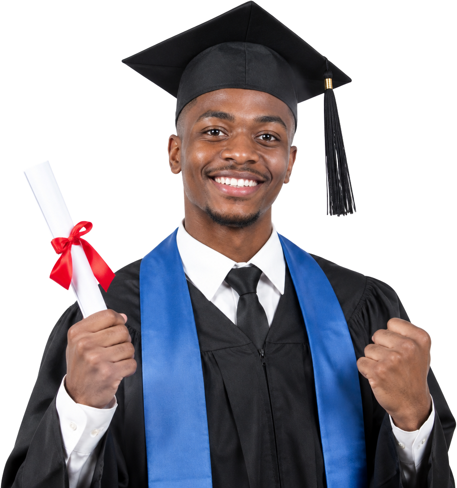 A graduate celebrating his scholarship